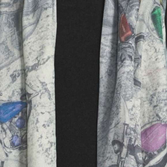 Cashmere Blend Motorcycle-Print Long Scarf Gray - Picture 4 of 8